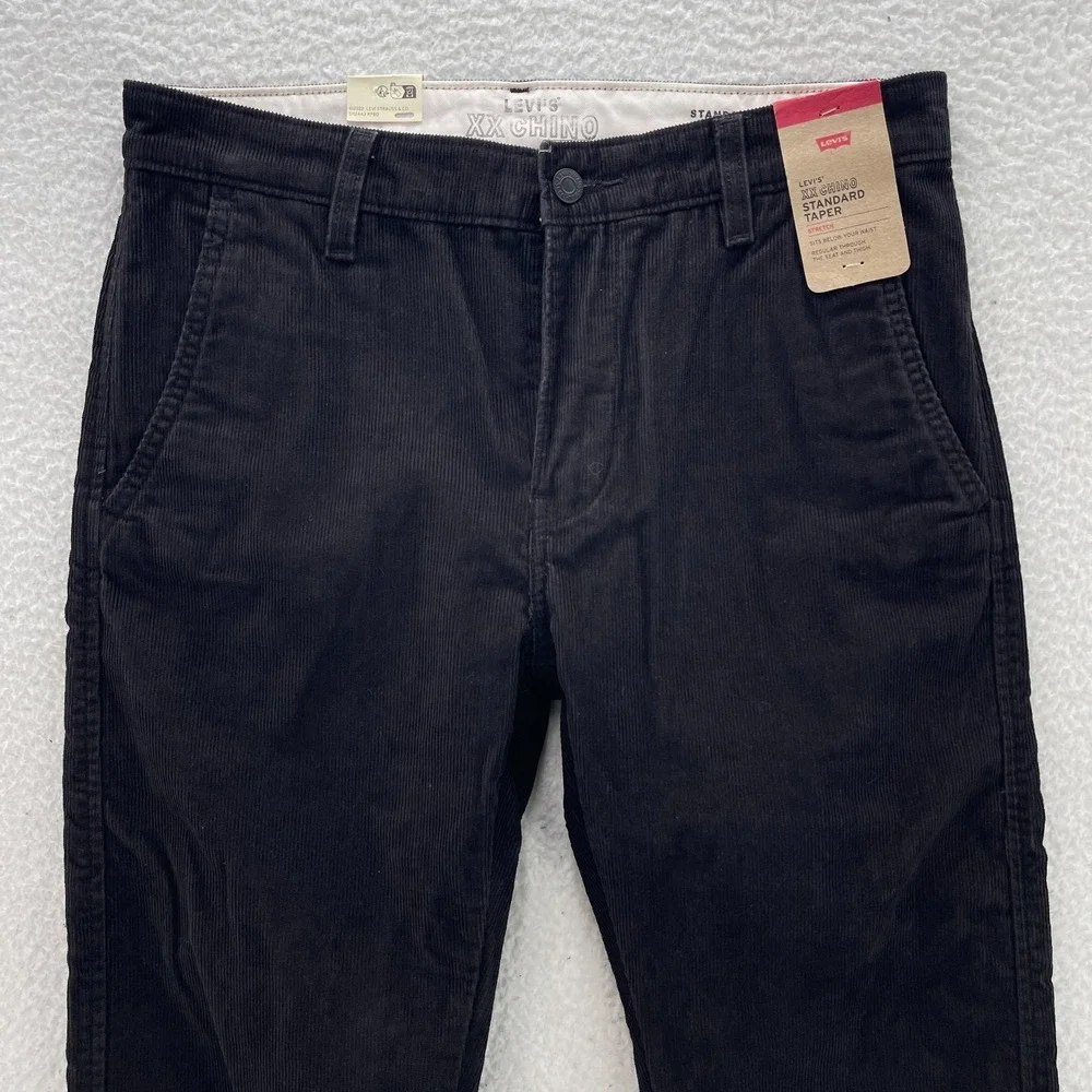 Levis Pants Mens 30x34 Black XX Chino Standard Taper Corduroy Pinwale Preppy NEW